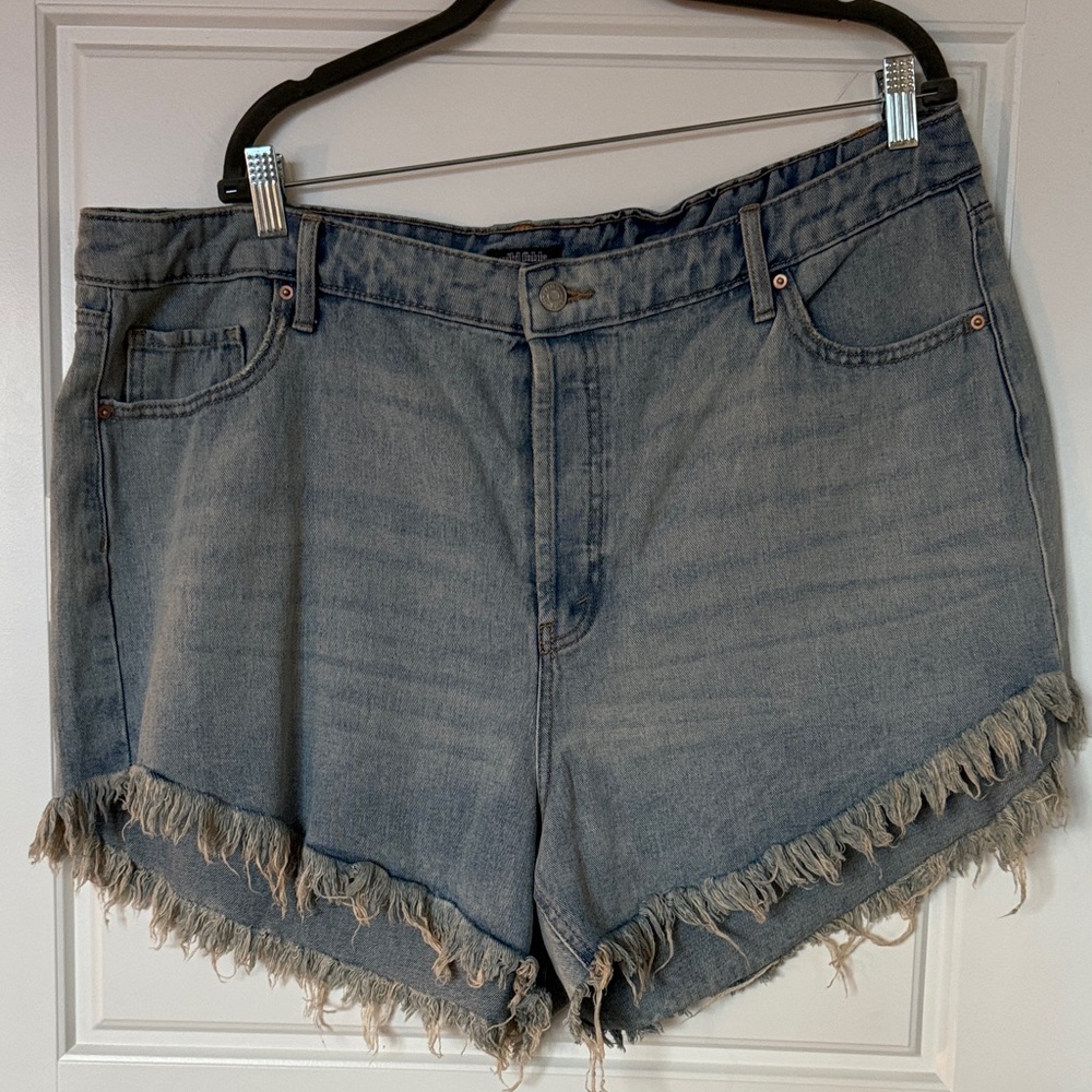 Wild Fable High Rise Blue Frayed Jean Shorts